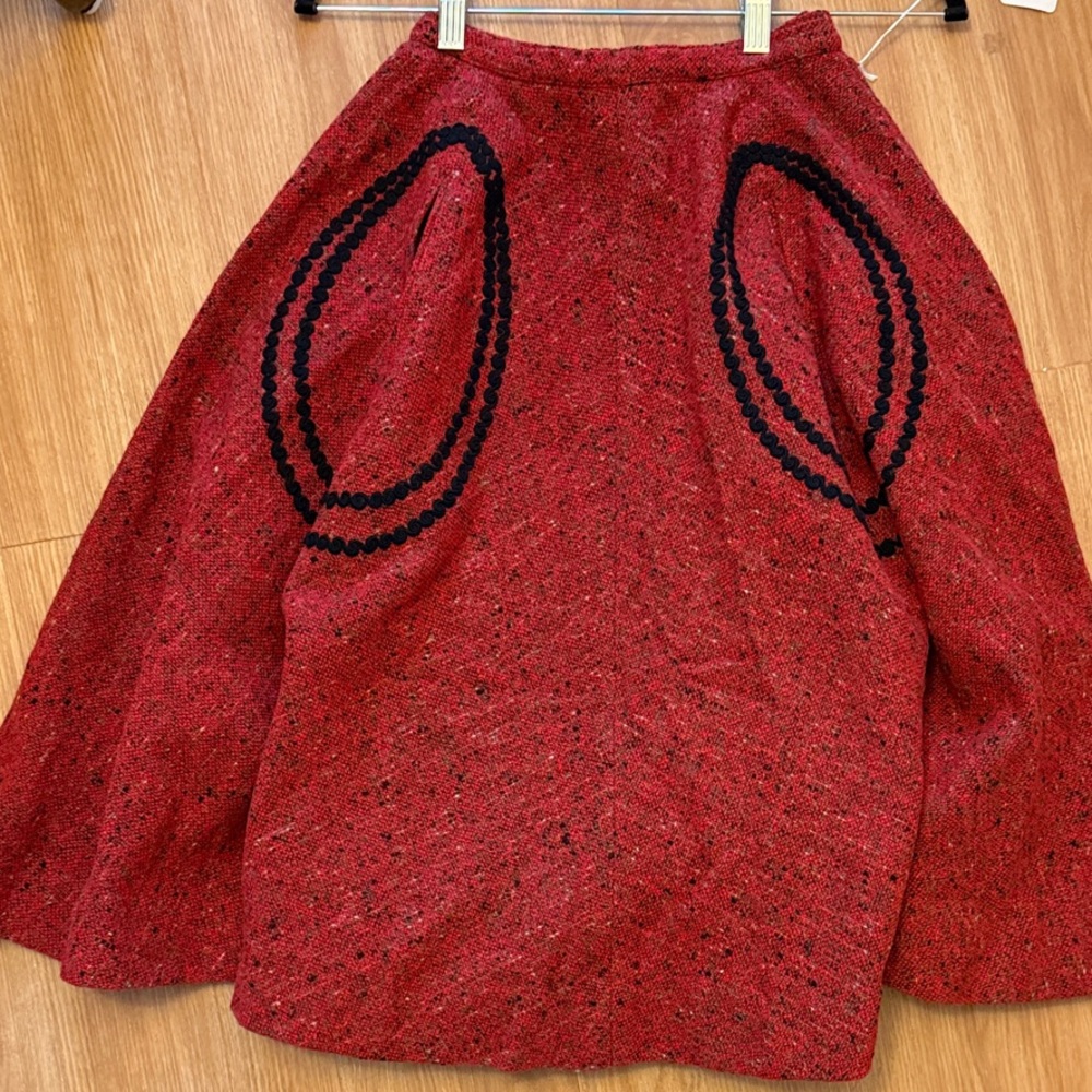 Vintage 1950 Tweed Circle Skirt with Black Detailing